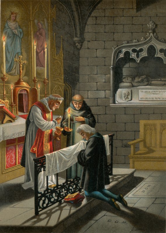 Columbus takes communion in the Rabida before leaving for his first voyage by Spanish School