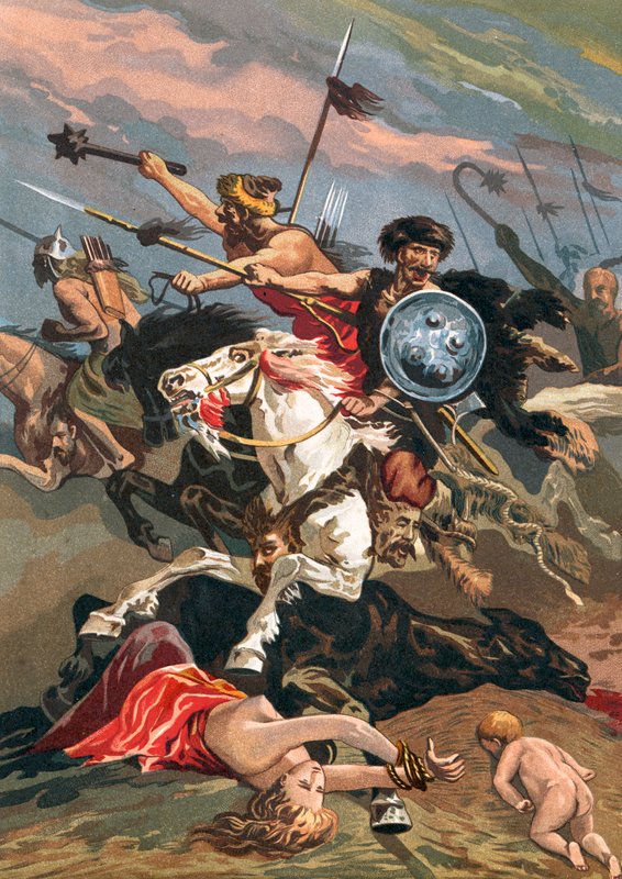 Invasion of the Barbarians into Spain by Spanish School