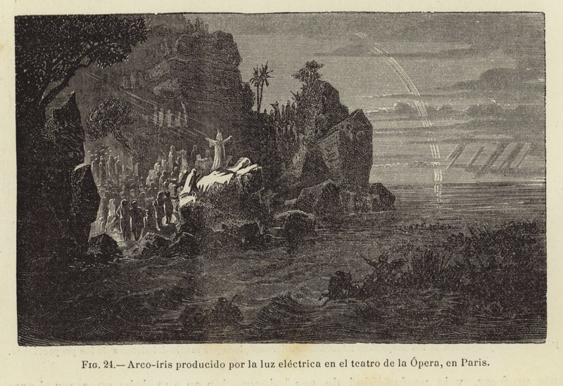 Rainbow produced by electric light in the theater of the Opera in Paris by Spanish School