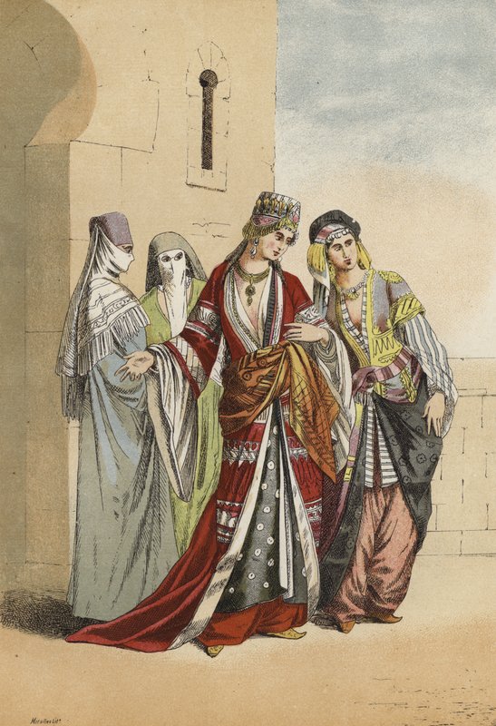 Turkish sultana and princess with their slaves, Middle Ages by Spanish School