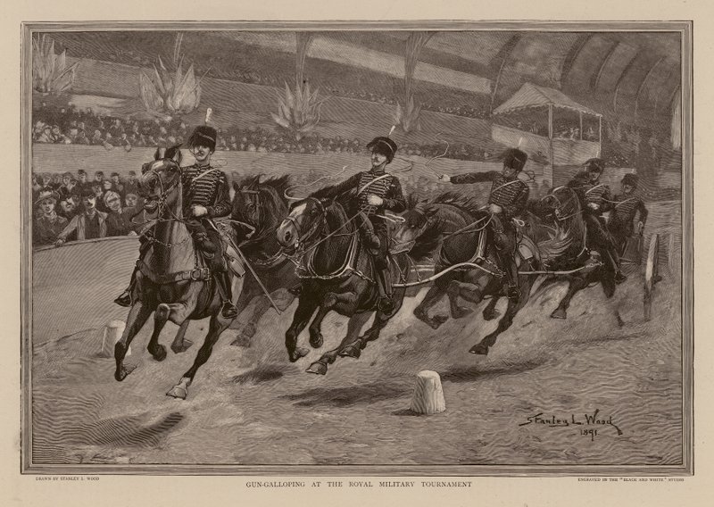 Gun-galloping at the Royal Tournament by Stanley L. (after) Wood