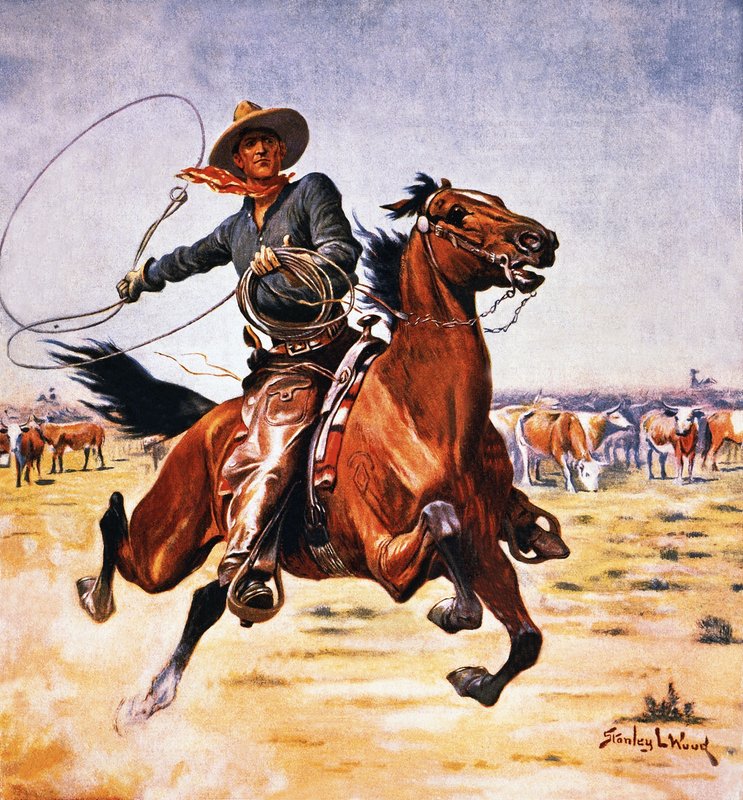 Cowboy with Lassoo by Stanley L. Wood