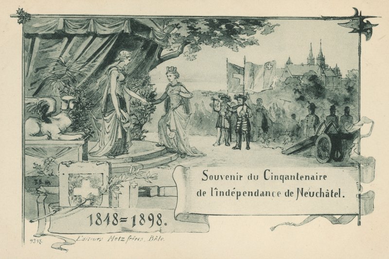 Fifty year anniversary of Neuchatel declaring itself a republic within the Swiss Confederation in 1848 by Swiss School