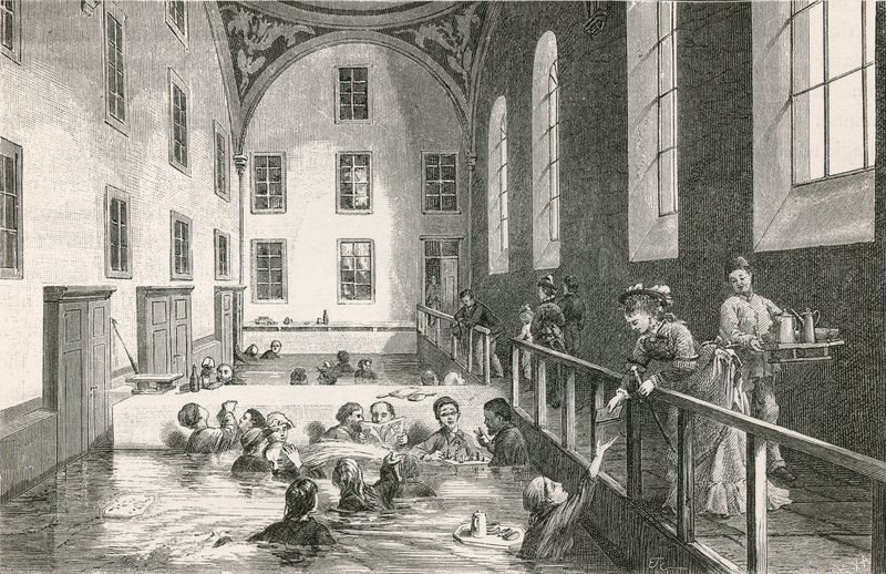 In the Warm Gypsum Baths of Leuk (Valais) by Swiss School