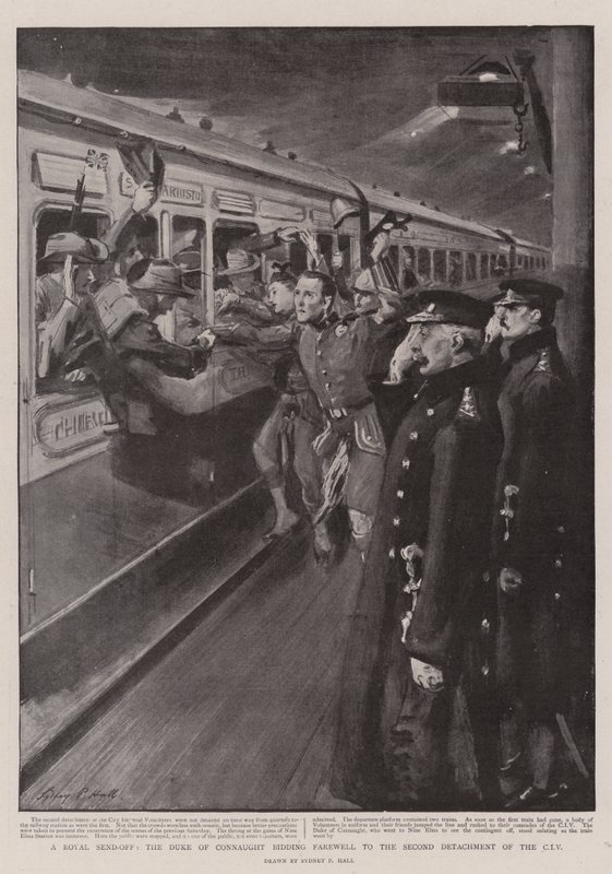 A Royal Send-Off, the Duke of Connaught bidding Farewell to the Second Detachment of the CIV by Sydney Prior Hall
