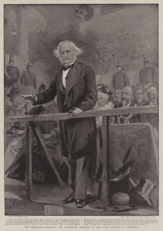 An Armenian Question, Mr Gladstone Speaking at the Town Meeting at Liverpool by Sydney Prior Hall