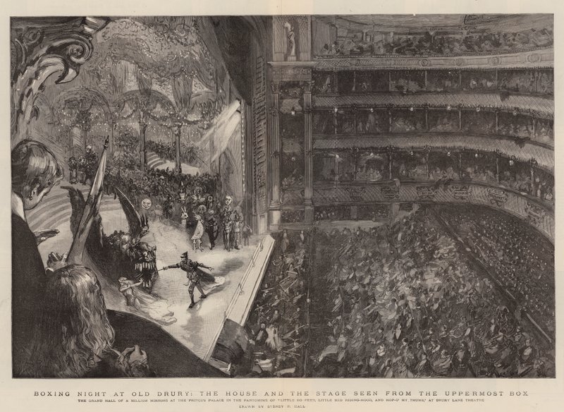 Boxing Night at Old Drury, the House and the Stage seen from the Uppermost Box by Sydney Prior Hall