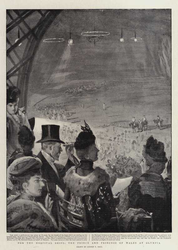 For the Hospital Ships, the Prince and Princess of Wales at Olympia by Sydney Prior Hall