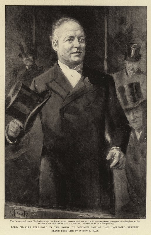 Lord Charles Beresford in the House of Commons moving an unopposed return by Sydney Prior Hall