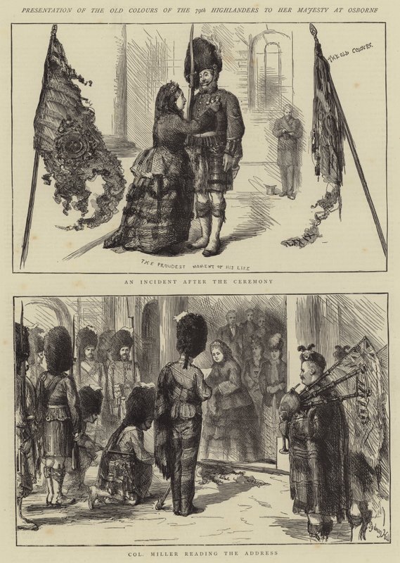 Presentation of the Old Colours of the 79th Highlanders to Her Majesty at Osborne by Sydney Prior Hall