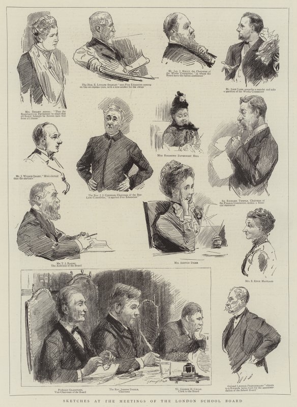 Sketches at the Meetings of the London School Board by Sydney Prior Hall
