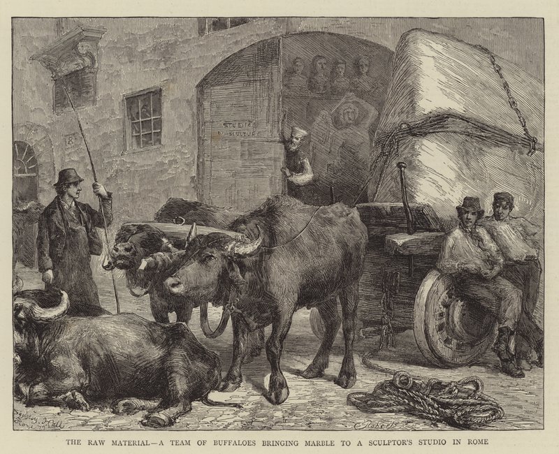 The Raw Material, a Team of Buffaloes bringing Marble to a Sculptor