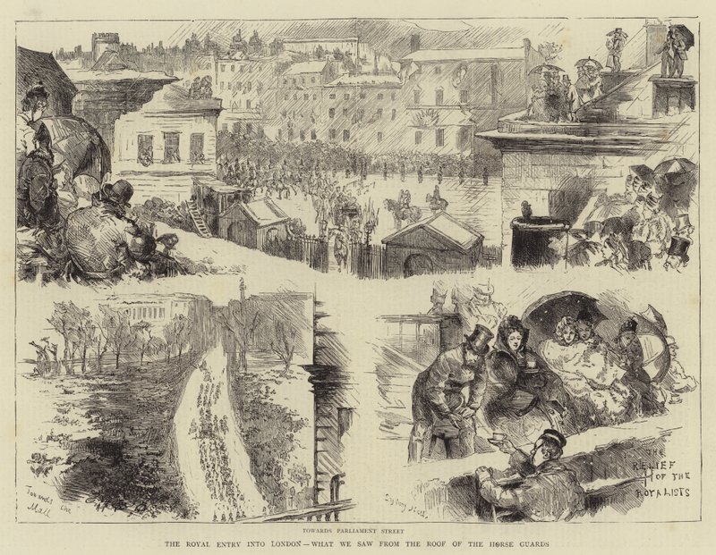 The Royal Entry into London, What we saw from the Roof of the Horse Guards by Sydney Prior Hall