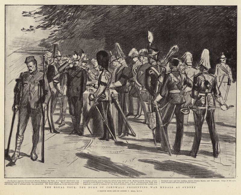 The Royal Tour, the Duke of Cornwall presenting War Medals at Sydney by Sydney Prior Hall