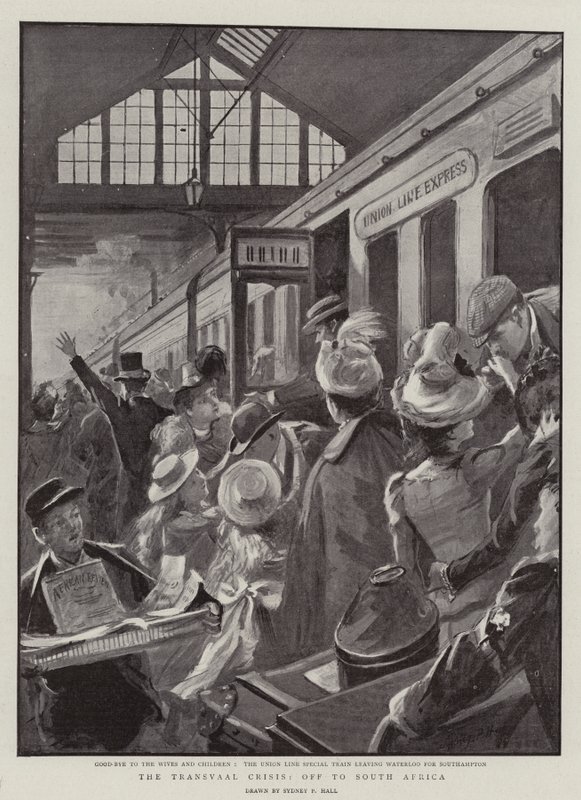 The Transvaal Crisis, off to South Africa by Sydney Prior Hall