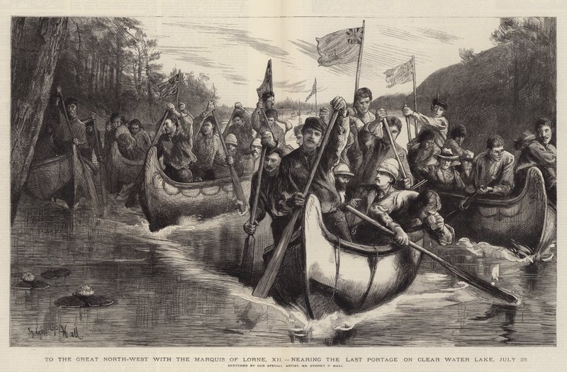 To the Great North-West with the Marquis of Lorne, XII, Nearing the Last Portage on Clear Water Lake, 28 July by Sydney Prior Hall
