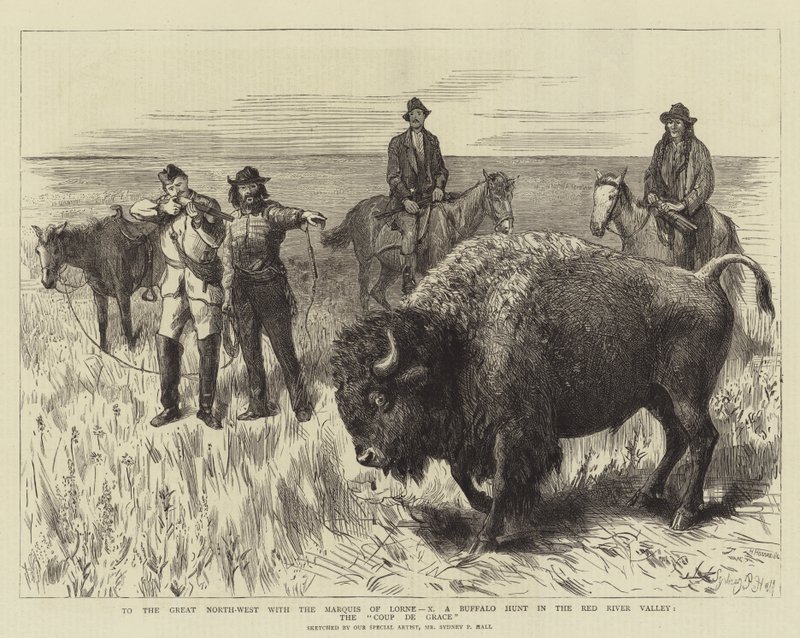 To the Great North-West with the Marquis of Lorne, X, a Buffalo Hunt in the Red River Valley, the Coup de Grace by Sydney Prior Hall
