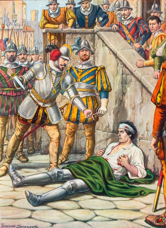 Death of Francesco Ferruci after the battle of Gavinana, 3 August 1530 by Tancredi Scarpelli