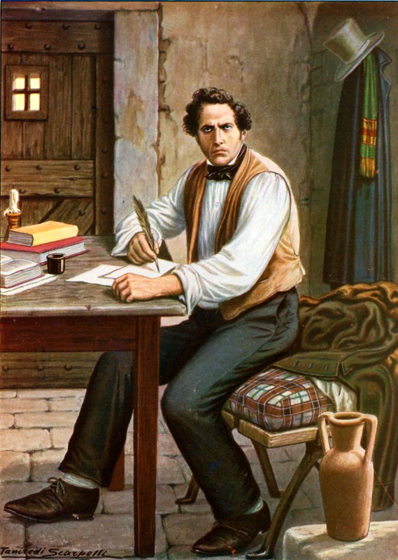 Domenico Guerrazzi in Portoferraio prison writing his novel Assedio di Firenze by Tancredi Scarpelli