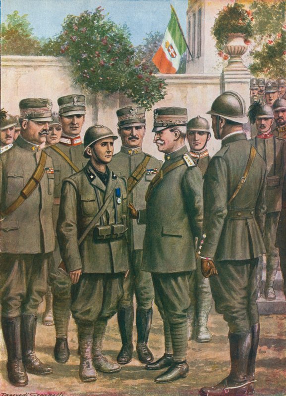 The King Awarding Medals for Acts of Valour at the Front by Tancredi Scarpelli