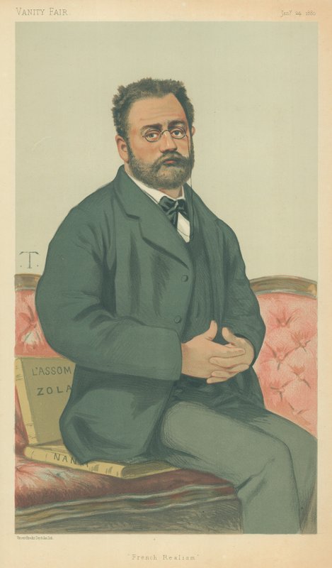 M Emile Zola, French Realism, 24 January 1880, Vanity Fair Cartoon by Theobald Chartran
