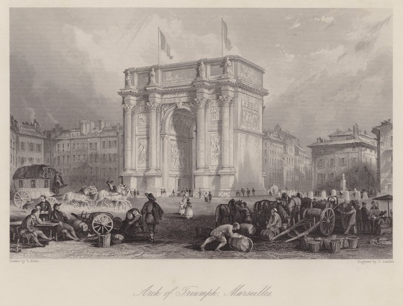 Arch of Triumph, Marseilles (engraving) by Thomas (after) Allom
