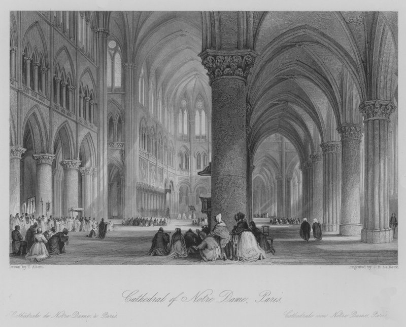 Cathedral of Notre Dame, Paris by Thomas (after) Allom