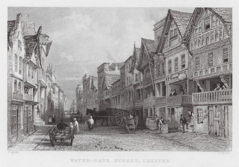 Water-Gate Street, Chester by Thomas (after) Allom