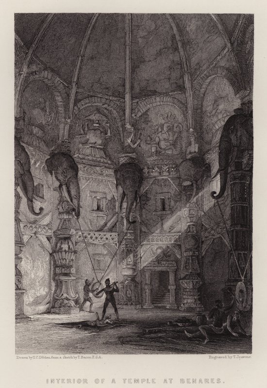 Interior of a Temple at Benares by Thomas Colman (after) Dibdin