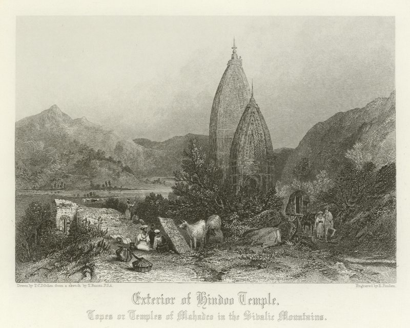 Exterior of a Hindu temple by Thomas Colman Dibdin
