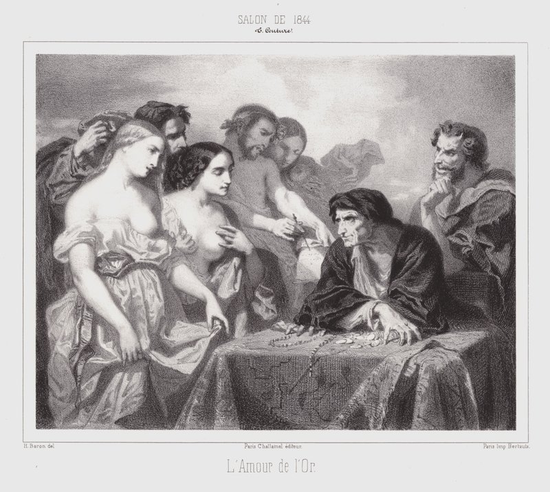 The Love of Gold (engraving) by Thomas Couture