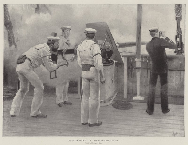 Quickfiring Practice with a Six-Pounder Hotchkiss Gun by Thomas Davidson