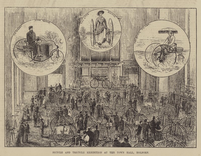 Bicycle and Tricycle Exhibition at the Town Hall, Holborn by Thomas Harrington Wilson