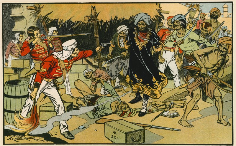 Destruction of the magazine at Delhi by Thomas Heath Robinson