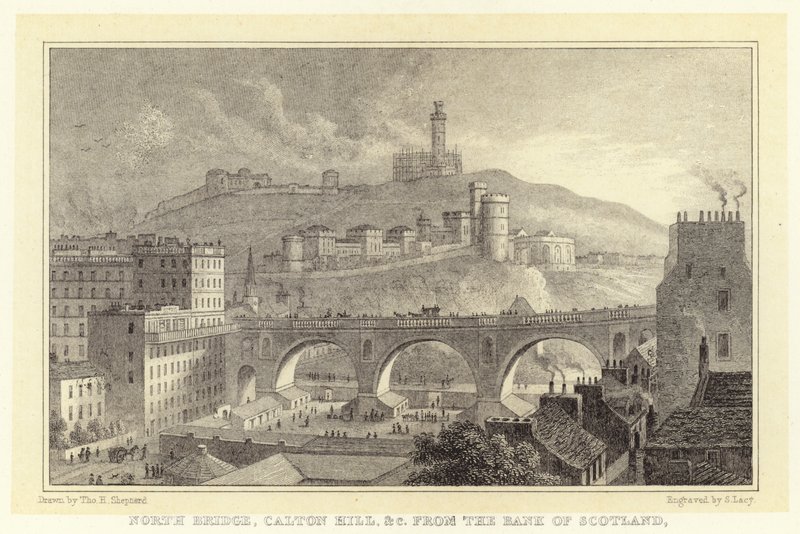 North Bridge, Caton Hill etc. from the Bank of Scotland by Thomas Hosmer (after) Shepherd