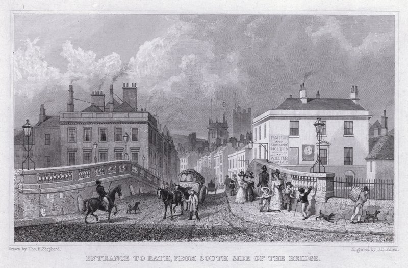 Entrance to Bath, from South Side of the Bridge by Thomas Hosmer Shepherd