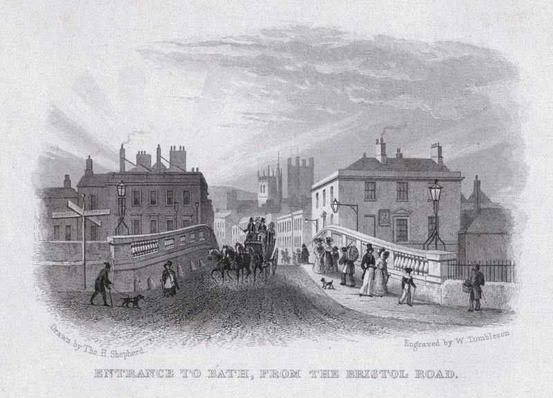 Entrance to Bath, from the Bristol Road by Thomas Hosmer Shepherd