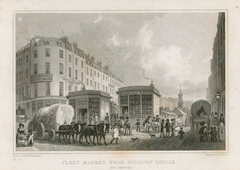 Fleet Market from Holborn Bridge by Thomas Hosmer Shepherd