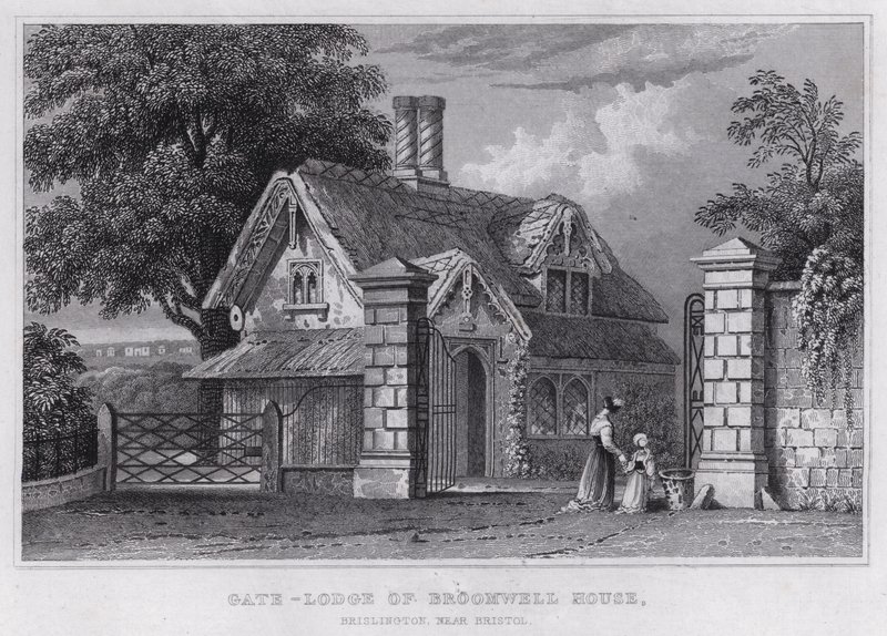 Gate-Lodge of Broomwell House, Brislington, near Bristol by Thomas Hosmer Shepherd