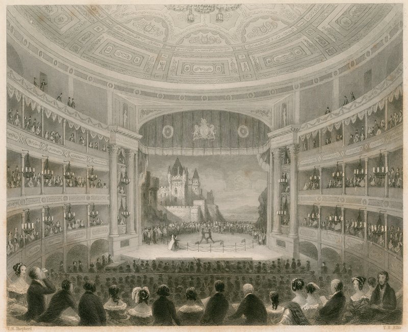 Interior view of Drury Lane Theatre, London by Thomas Hosmer Shepherd