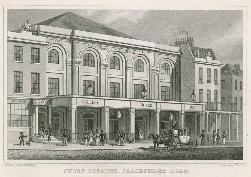 Surrey Theatre, Blackfriars Road, London by Thomas Hosmer Shepherd