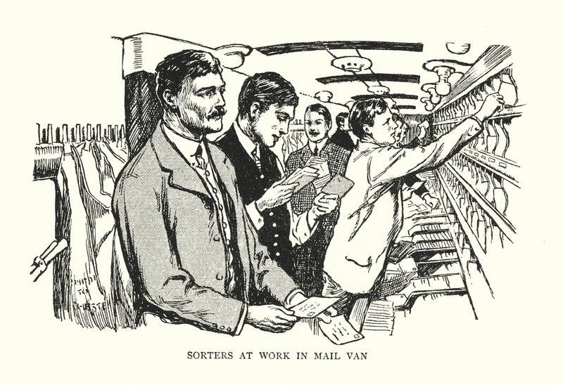 Sorters at work in Mail Van by Thomas Somerfield