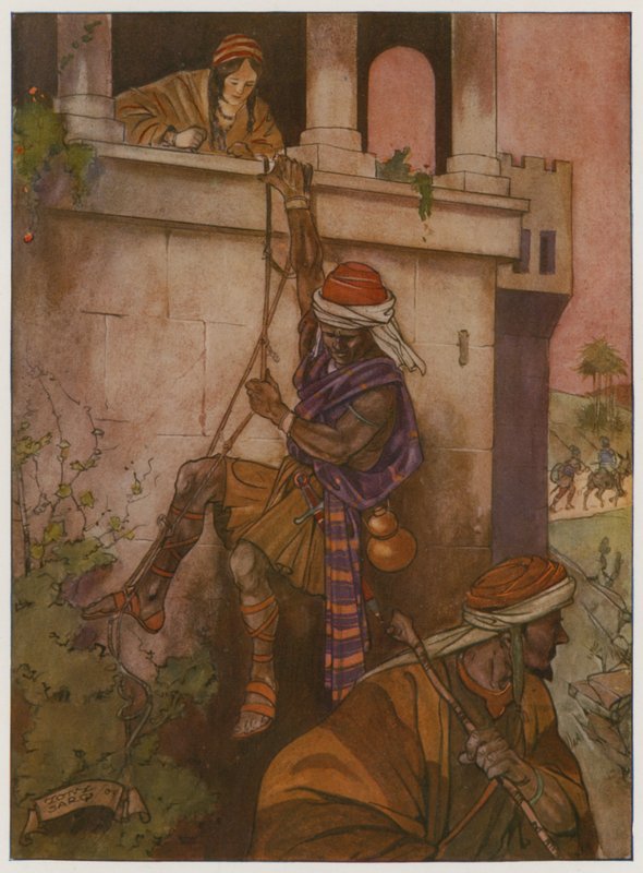 Then she let them down from her window by a cord by Tony Sarg