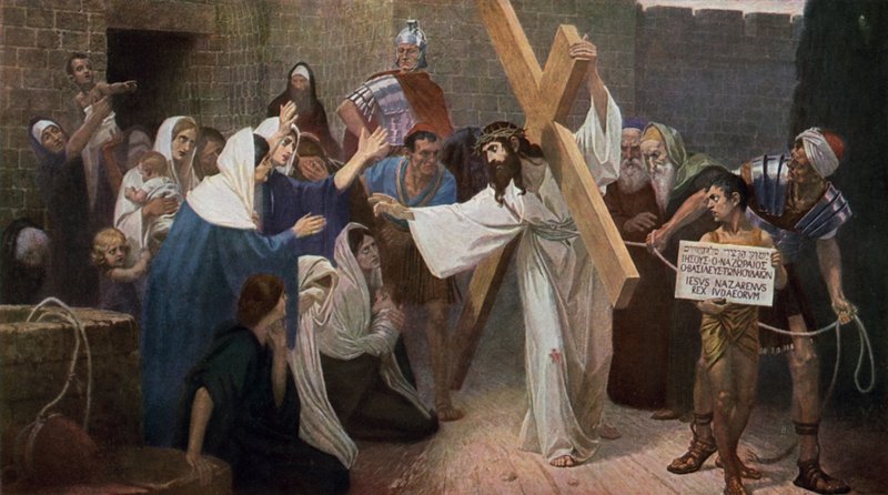 Jesus Meets the Women of Jerusalem on His Way to His Crucifixion by Unbekannt Unbekannt