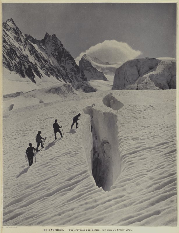In the Dauphine region of the French Alps: a crevasse on the Glacier Blanc on the Barre des Ecrins by Vittorio Sella
