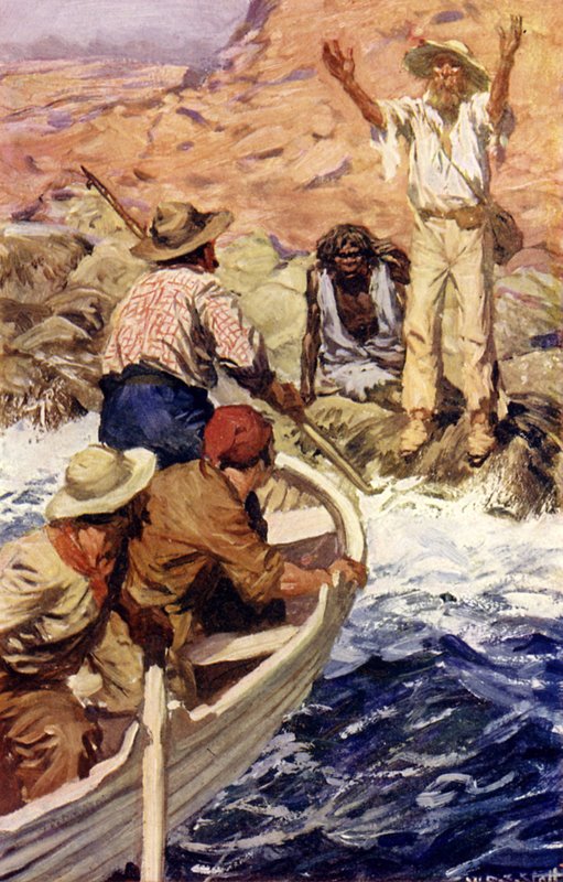 Edward Eyre rescued by French whalers by W.R.S. (after) Stott
