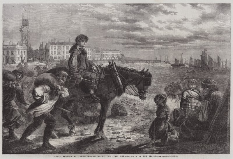 Early Morning at Yarmouth, Arrival of the First Herring-Boats of the Season by W. R. Woods
