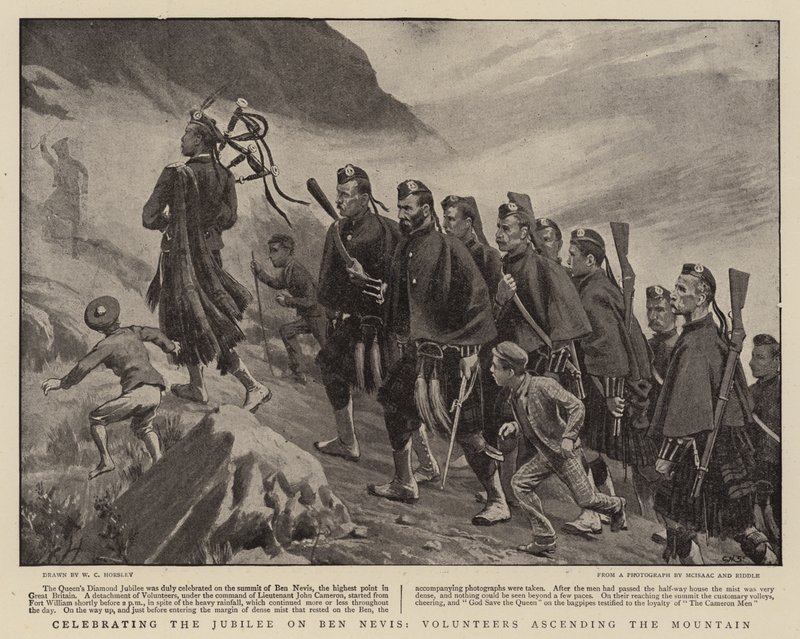 Celebrating the Jubilee on Ben Nevis, Volunteers ascending the Mountain by Walter Charles Horsley