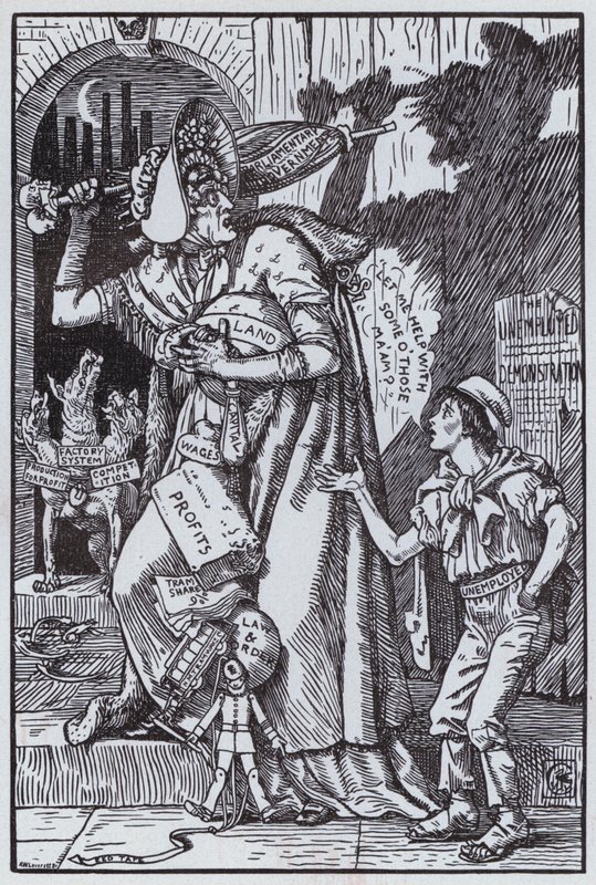 Mrs Grundy Frightened at Her Own Shadow by Walter Crane