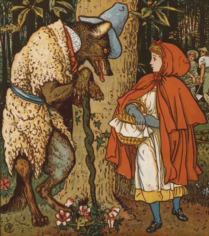 Red Riding Hood (color lithograph) by Walter Crane